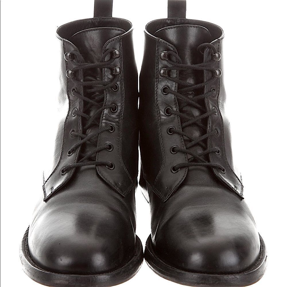 Saint Laurent Black Lace Up Ankle Booties
